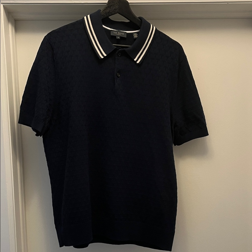 Ted Baker London Men's Magana Navy Sweater Polo Shirt